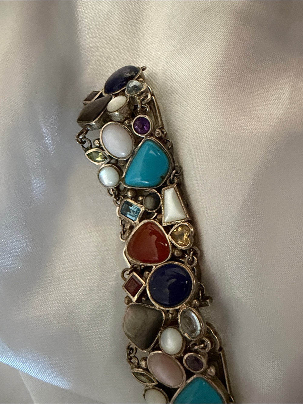 Multicolor Stone Link Bracelet - Unbranded